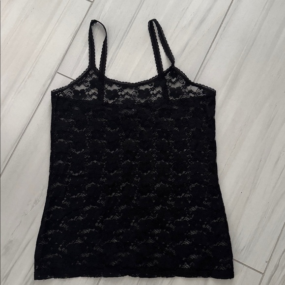 Smart & Sexy Allover Lace Tank L Black Sheer Floral Cami Y2K WhimsyGoth - Picture 4 of 8